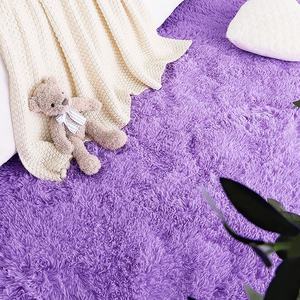 Tapis en fourrure artificielle moelleux et doux, à poils longs et shaggy, de couleur violette, prix d'usine, pour salon - Product Image 4