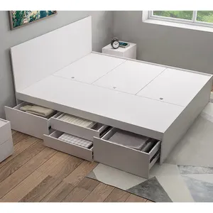 Single Bed with Four Big Drawers and Different Colors Bedroom Furniture