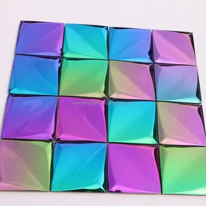 Azulejos de mosaico de acero inoxidable tridimensionales coloridos personalizados de fábrica Foshan azulejos de mosaico de metal de ilusión 3D