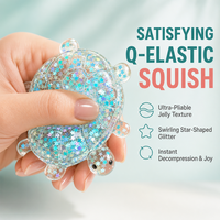 Jouet Squishy Tortue Mignonne Scintillante, Anti-Stress, Jouet Sensoriel à Presser, Cadeau Nouveauté pour Enfants et Adultes, Vente au Détail