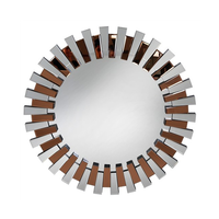 Miroir mural rond en cristal argenté en forme de feuille, style Antique et élégant, décoration pour le soleil, avec cadre en argent
