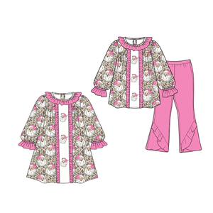ชุดเสื้อผ้าเด็กผู้หญิงลายต้นไม้สีชมพูพร้อมโบว์ ดีไซน์ใหม่ สำหรับคริสต์มาส - Product Image 3