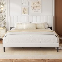Lit convertible moderne King Size réglable avec cadre capitonné en velours et support renforcé pour mobilier de chambre principale