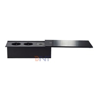Prise électrique de table Euro à ouverture coulissante en alliage d'aluminium CE, 2 prises CA, USB A+C, IP44, courant nominal 16A