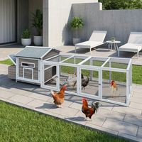 Poulailler en bois de 118' pour l'extérieur, cage à volailles avec portes pour l'encouragement de la libération des poules, nichoir, plateau extractible étanche