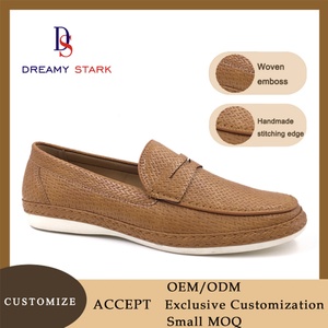 Nouvelles Chaussures Habillées Légères pour Hommes en Cuir Véritable Tressé et Gaufré, Façon Mocassins, Logo Personnalisé, Design Original, Idéales pour le Bureau, Collection Automne - Product Image 4