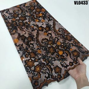 Supoo Aso ebi-encaje de <span class=keywords><strong>terciopelo</strong></span> con lentejuelas, tejido de encaje senegalés - Product Image 5