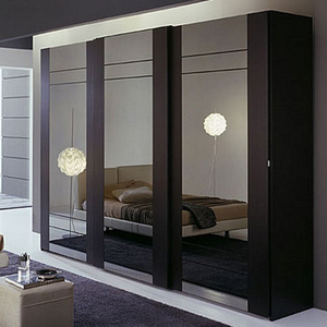 Armadio Moderno Personalizzato <span class=keywords><strong>a</strong></span> 6 Ante Scorrevoli con <span class=keywords><strong>Specchio</strong></span> e Pannelli in Legno per Camera da Letto con Chiusura Ammortizzata - Product Image 4