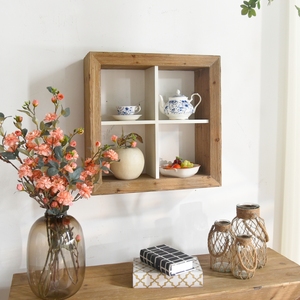 Wholesale New Design Home Decor Handmade <b>Rustic</b> square <b>Wooden</b> Floating Wall Mount Display Shelves - Product Image 3