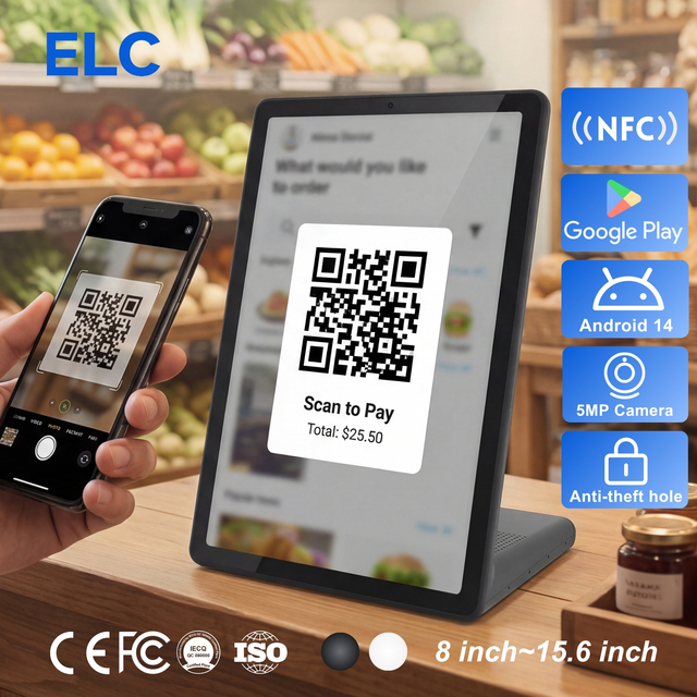 Tabletop Vertical Advertising Display L-Shape Interactive Touch Tablet 11Inch Android 14 4+64GB  for Retail Shop POS Payment