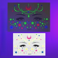 Autocollants de tatouages phosphorescents, faux tatouages temporaires pour le visage, maquillage pour enfants, tatouages floraux néon UV, décorations corporelles