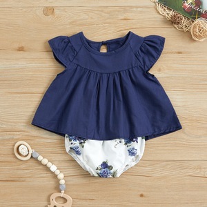 Conjunto de Regalo de Ropa para Bebé, Falda Encantadora, Conjunto de Dos Piezas con Estampado de Flores, Manga con Volantes, Conjunto de Ropa Lisa para Bebé Recién Nacido - Product Image 3