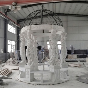 Escultura de Dama Tallada en Mármol para Parque Urbano, Gazebo, Jardín o Parque, Columna Redonda Decorativa para Exteriores - Product Image 3