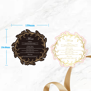 Carte de <span class=keywords><strong>menu</strong></span> de <span class=keywords><strong>mariage</strong></span> personnalisée en <span class=keywords><strong>papier</strong></span>/acrylique, carte de commande de restaurant avec texte en feuille d'or pour <span class=keywords><strong>mariage</strong></span> et anniversaire - Product Image 5