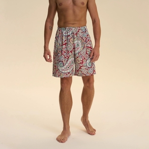 Wholesale Summer Men's Satin Breathable Printed Shorts Pajamas Sleepwear Loose Comfortable Underwear Home Wear Pants Quick Dry