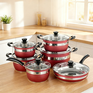 Juego de Utensilios de Cocina de Diseño Moderno de 12 Piezas con Sartén, Olla para Sopa y Olla para Leche para Cocina - Product Image 1