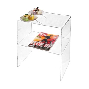 Mesita de noche de acrílico transparente, cómoda y moderna con estantes, mesa de centro lateral de acrílico transparente para dormitorio - Product Image 1