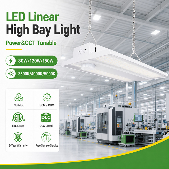 Industrial Power Switchable 80W 120W 150W Linear LED High Bay Light IP65 Industrial Lighting for Warehouse Canopy Hot Sale