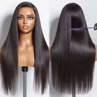 Perruques en cheveux naturels noirs vietnamiens bruts 12A en gros, sans colle, avec dentelle frontale HD 13x4, perruques en cheveux humains bruts alignés avec la cuticule
