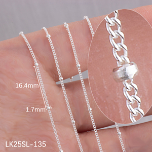 Catena a Sfera Piatta in Argento Sterling 925 Design Esclusivo 1.7mm 2.1mm 2.5mm Catena Satellite per Creazione di Gioielli Fai-da-Te Collane Bracciali - Product Image 4