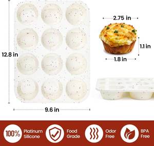 La fábrica MUYULINS puede personalizar moldes para hornear pasteles y muffins de silicona estándar, antiadherentes, sin BPA, de 12 cavidades, color beige, con certificación LFGB. - Product Image 2