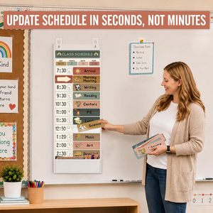 Tabla de horarios diarios de bolsillo, 24x21 pulgadas, 61 tarjetas, gestión visual del tiempo, reutilizable, borrado en seco, para uso en el aula de los niños - Product Image 2