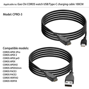 Proveedor al por mayor Puerto de <span class=keywords><strong>relojes</strong></span> de 3 pines hembra a tipo C macho Cable de datos 100CM de longitud Cable de carga USB a para reloj inteligente <span class=keywords><strong>COROS</strong></span> - Product Image 4
