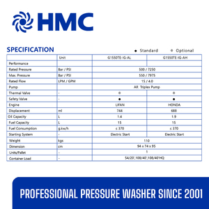 Hidrolavadora a Presión con Motor a Gasolina <span class=keywords><strong>de</strong></span> Cuatro Tiempos y Cilindro Doble en V 500 bar 7200 psi Arranque Eléctrico 4.0 GPM Bomba AR - Product Image 6