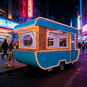 Chariot de restauration mobile rétro au design vintage pour marché nocturne, stand de rue, restauration extérieure, vente de snacks et de café - Product Image 5