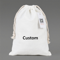 Pochette en coton personnalisable avec étiquette d'information par code QR, sac en coton blanc uni OEM pour l'emballage
