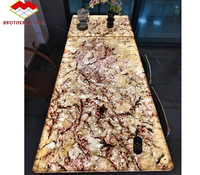 Table à manger photoélectrique de luxe moderne en marbre rétroéclairé Brother Stone avec bord lumineux LED