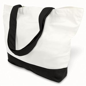 Custom DIY Design Beach Picnic Fitness Grocery Shopping Shoulder Black White Mix Color <b>Large</b> 12 oz Cotton Canvas Tote Bag - Product Image 1