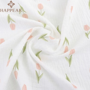 HAPPEAK Impreso Tulipanes Muselina Tejido Algodón Doble Capa Gasa Tela Textil para Manta de Bebé - Product Image 4