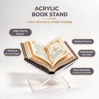 Support de livre pliable en acrylique transparent et présentoir stable pour livres de cuisine, livres d'invités et décoration de table basse