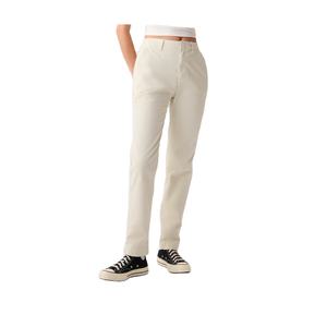 Pantalon chino élégant en coton mélangé haut de gamme pour les femmes de bureau taille élastique coupe ajustée conception avant droite vêtements d'été quotidiens - Product Image 1