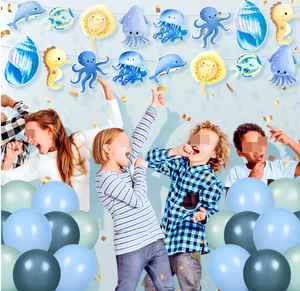 Décoration <span class=keywords><strong>de</strong></span> fête d'anniversaire ou <span class=keywords><strong>de</strong></span> baby shower sur le thème <span class=keywords><strong>de</strong></span> l'océan, guirlande animale sous-marine, topper <span class=keywords><strong>de</strong></span> gâteau, toppers <span class=keywords><strong>de</strong></span> cupcakes, ballons en latex pastel, cadeaux - Product Image 5