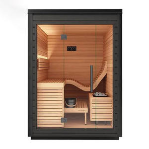 صنع في الصين 2-4 أشخاص خشب هيملوك صلب مربع ساونا بخار جاف في الهواء الطلق مع تسخين 9 كيلو وات للاستخدام في الشقة ساونا في الهواء الطلق - Product Image 1