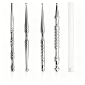 Stylo d'acupression double extrémité <span class=keywords><strong>en</strong></span> acier inoxydable, outil de stimulation des méridiens pour la réflexologie des pieds et du visage - Product Image 5