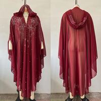 Robe Abaya Grise Brodée de Perles Florales, Modeste et Respirante en Polyester, Style Borkha Égyptien, Anti-Statique, Ensemble 2 Pièces pour Femme - Meilleures Ventes