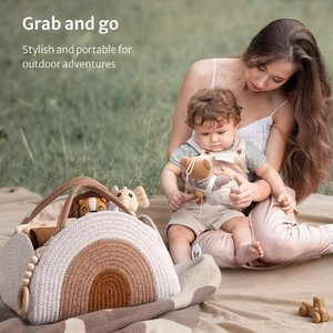 Bolsa de pañales <span class=keywords><strong>para</strong></span> bebé tejida con cuerda, bolso tejido con cuerda de algodón, cesta de almacenamiento <span class=keywords><strong>para</strong></span> botella de pañales, bolsa <span class=keywords><strong>para</strong></span> mamá - Product Image 3