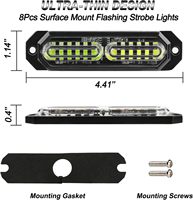 8 Piezas de Luces Estroboscópicas LED de 12V, Ultra Delgadas, de Montaje Superficial, Intermitentes, para Camiones, Automóviles, Baliza de Emergencia, Advertencia de Peligro