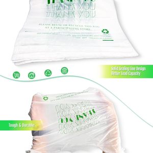 Sacs à provisions en plastique recyclables de conception de T-shirt de gousset latéral Sacs de marchandises de catégorie comestible avec des poignées pour l'usage de supermarché - Product Image 4