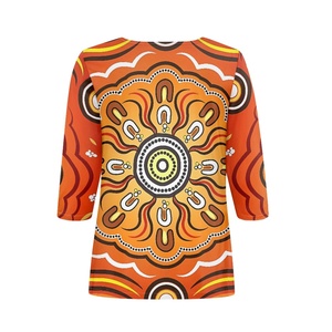 Camiseta abotonada para <span class=keywords><strong>mujer</strong></span>, 3/4 Camiseta de manga, camisetas con patrón <span class=keywords><strong>aborigen</strong></span> tribal <span class=keywords><strong>australiano</strong></span>, camiseta informal diaria, camisetas Vintage para <span class=keywords><strong>mujer</strong></span> - Product Image 4