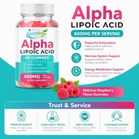 Gummies d'acide alpha-lipoïque en gros pour la santé cérébrale, antioxydant, favorisant la vitalité de la peau, suppléments à base de plantes