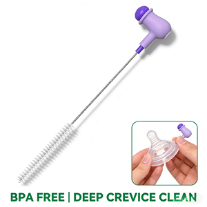 Wholesale Flexible Stainless Steel Straw <b>Brush</b> | Long Handle for Baby <b>Bottle</b> Nipple & Cup Lid Crevice Cleaning - Product Image 1