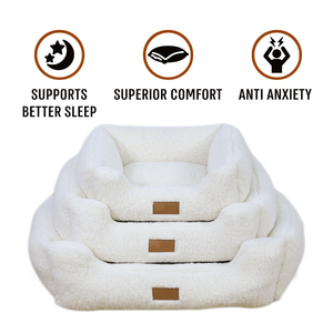 Memory-Cama grande de espuma viscoelástica para perros, cama de perro de espuma viscoelástica para cani grandi, tela de Sherpa blanca - Product Image 3
