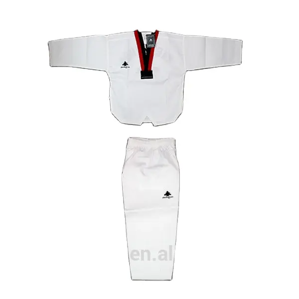 Terbaru desain bahan taekwondo dobok taekwondo seragam dengan label di bagian belakang