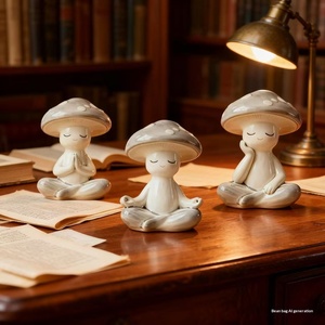Statue <span class=keywords><strong>de</strong></span> champignon <span class=keywords><strong>de</strong></span> méditation 3 pièces, figurine <span class=keywords><strong>de</strong></span> <span class=keywords><strong>jardin</strong></span> <span class=keywords><strong>en</strong></span> résine pour la méditation, décoration <span class=keywords><strong>de</strong></span> champignon pour l'extérieur, la maison et le bureau - Product Image 1