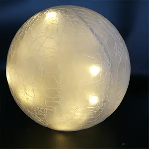 Gebarsten Glas Bal Met Warm Wit Led Licht Ketting Hot Verkopen Nieuwe Gebarsten Glas Bal Licht