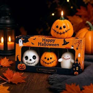 Happy Halloween Handmade Scented <b>Candles</b> <b>Set</b> Skull Pumpkin Ghost Art <b>Candle</b> Decorative <b>Gift</b> for Party Decoration 20-40 Hours - Product Image 5